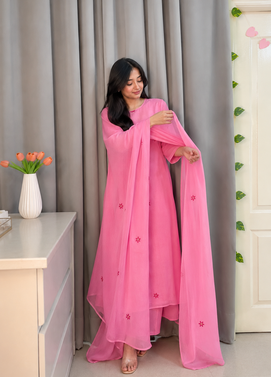 Pink Embroidered Kurta Set