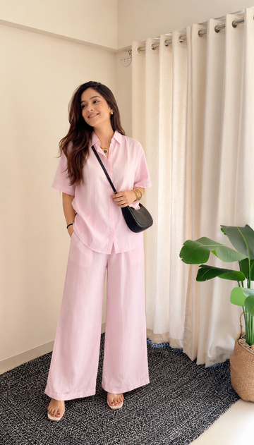Women's Blush Pink Shirt & Trouser Co-Ord Set