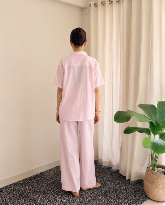 Women's Blush Pink Shirt & Trouser Co-Ord Set